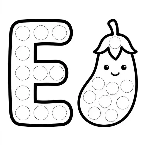 Preview of Eggplant Dot Marker Printable