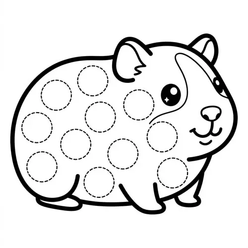 Black and white Guinea Pig Dot Marker Printable activity for kids