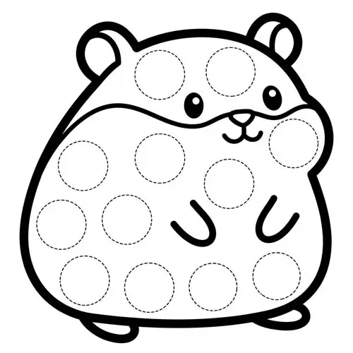 Black and white Hamster Dot Marker Printable activity for kids