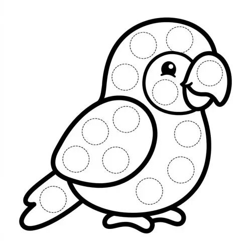 Black and white Parrot Dot Marker Printable activity for kids