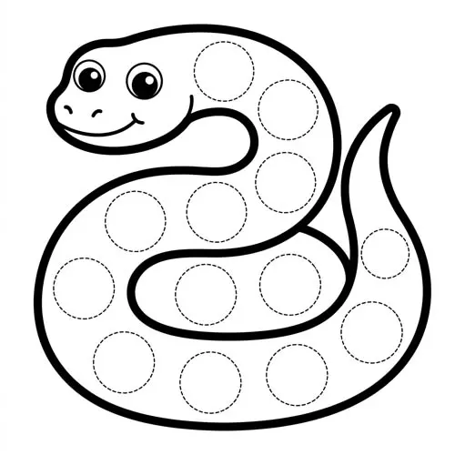 Black and white Snake Dot Marker Printable activity for kids