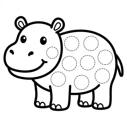 Preview of Hippo Dot Marker Printable