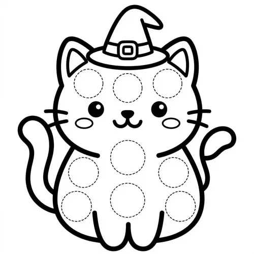 Preview of Black Cat Dot Marker Printable