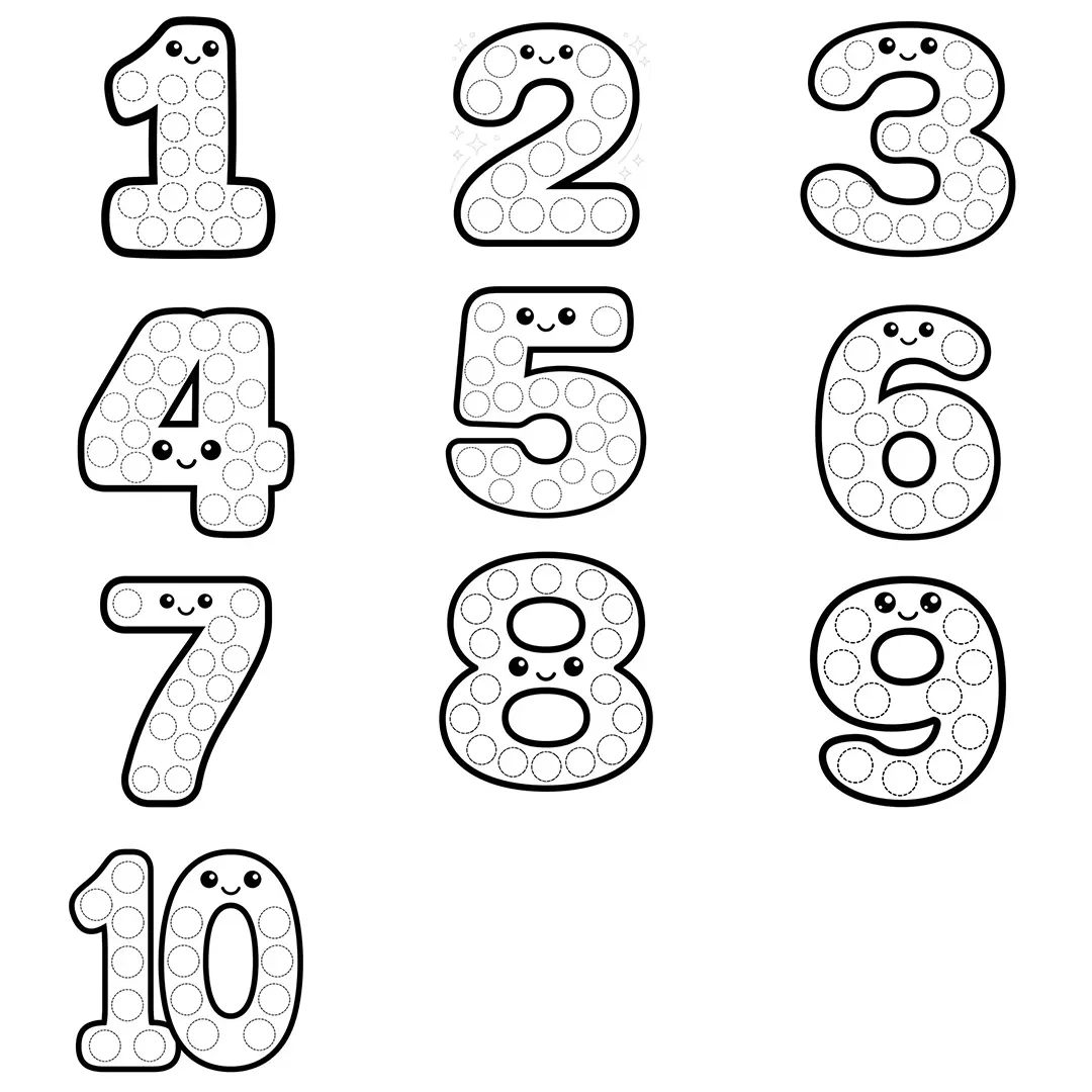 Numbers one to ten