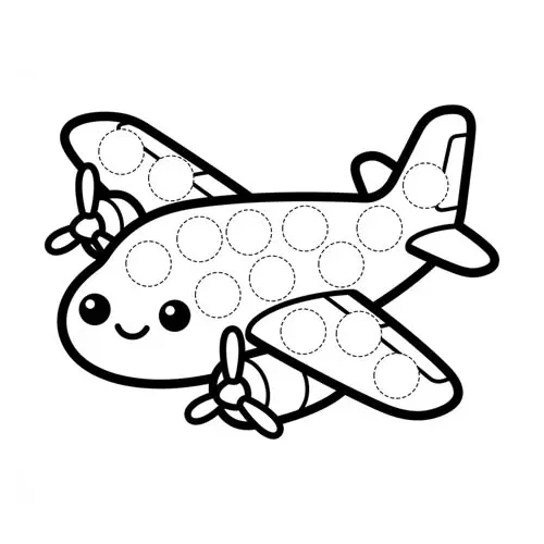 Preview of Twin Engine Propeller Plane Dot Marker Printable